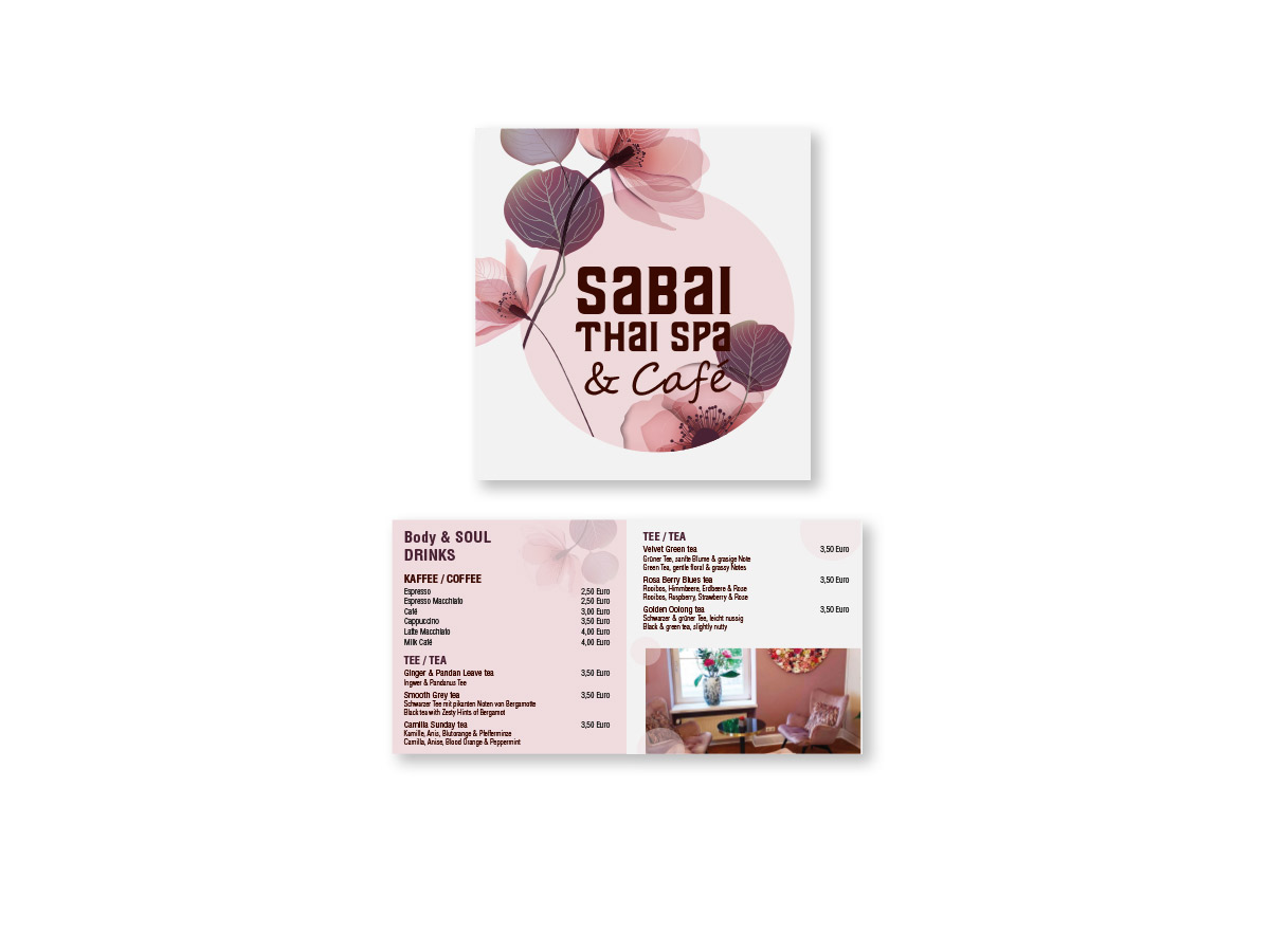 Preisliste als Klappkarte für ein Beauty Spa